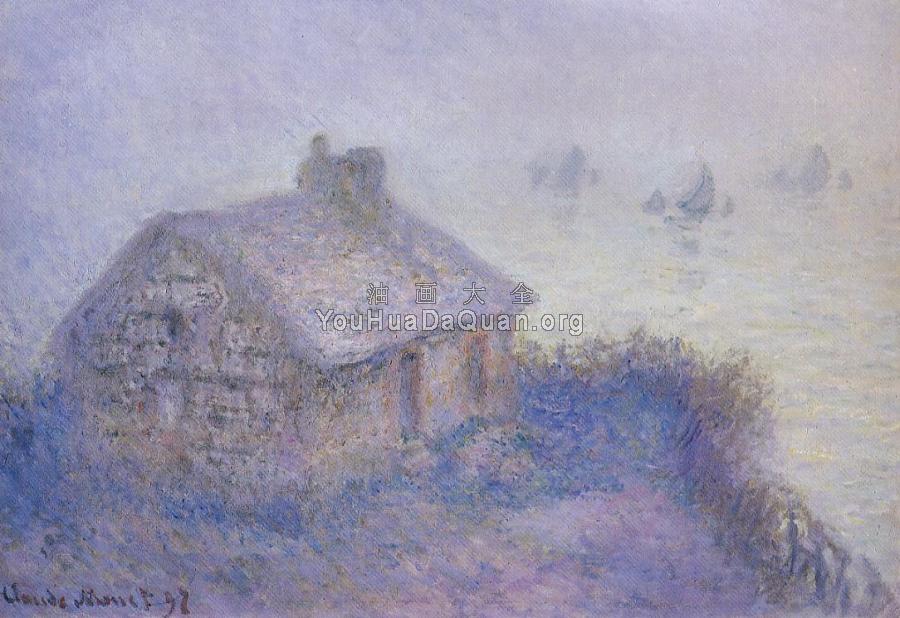 Customs House at Varengeville in the Fog - 克劳德·莫奈